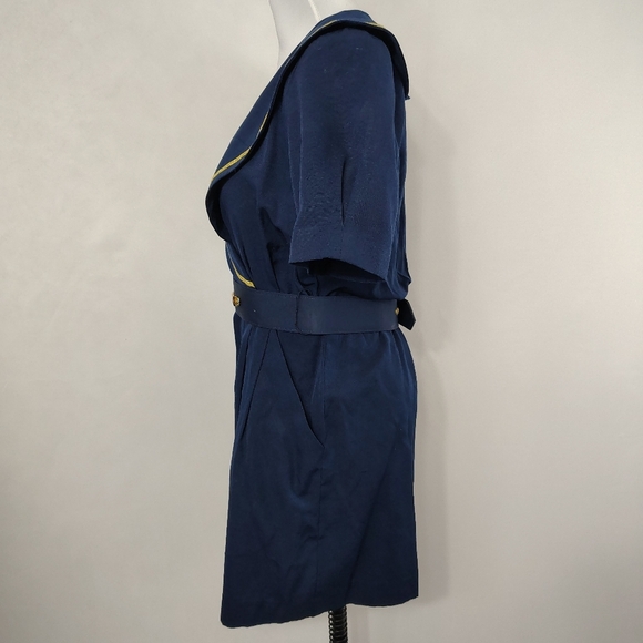 Vintage 80s JSJ Petites Women's Navy Blue Sailor Romper Nautical Size 8 - Picture 4 of 9
